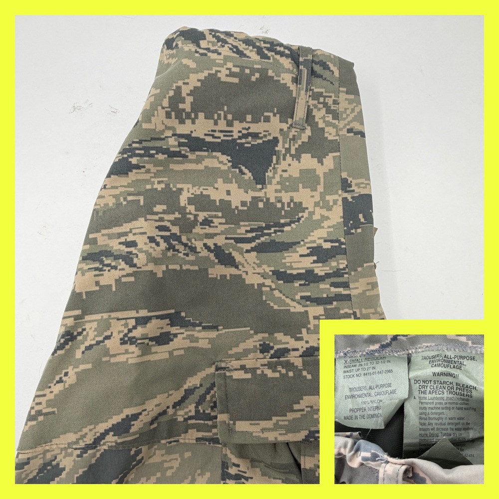 USAF‎ APECS Trousers Gore-Tex Rain Pants Digital Tiger Stripe XS Regular Propper